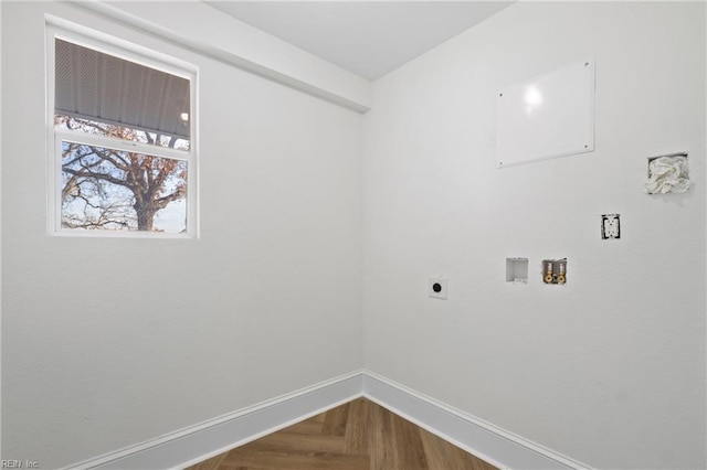 laundry room featuring baseboards, laundry area, washer hookup, and hookup for an electric dryer