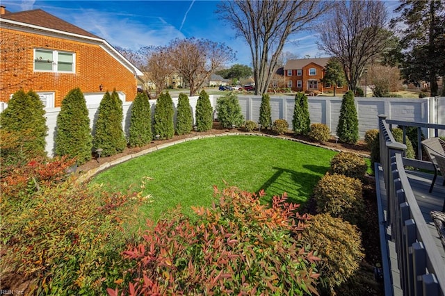 view of yard with a fenced backyard