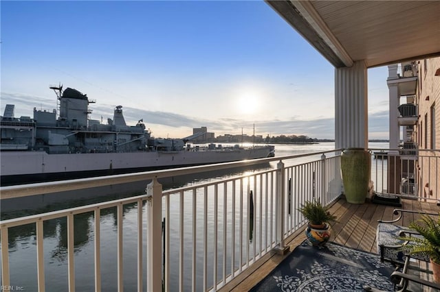 balcony with a water view