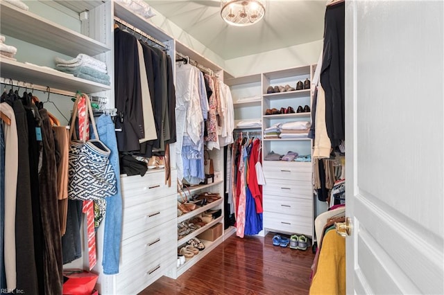 spacious closet with wood finished floors