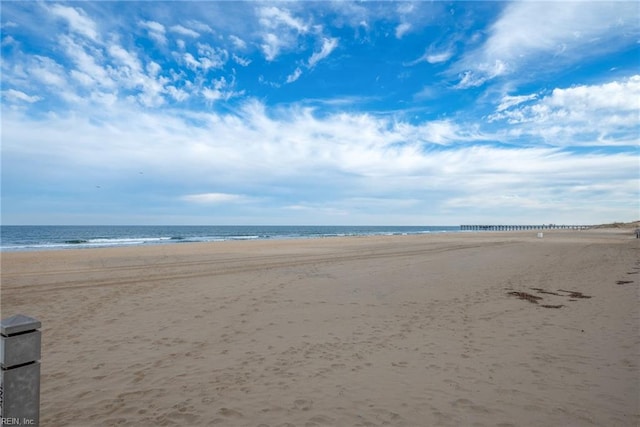 property view of water with a beach view