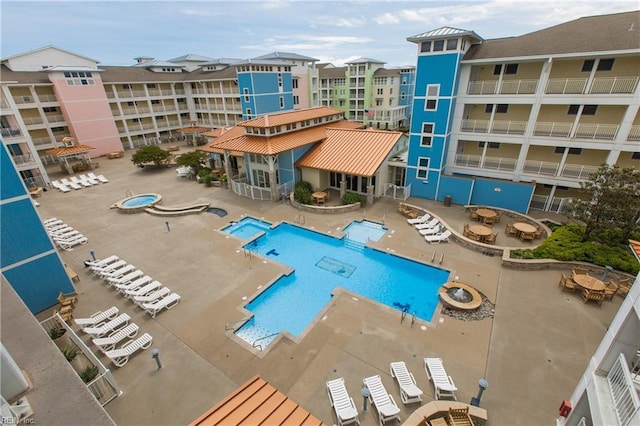 pool with a patio area