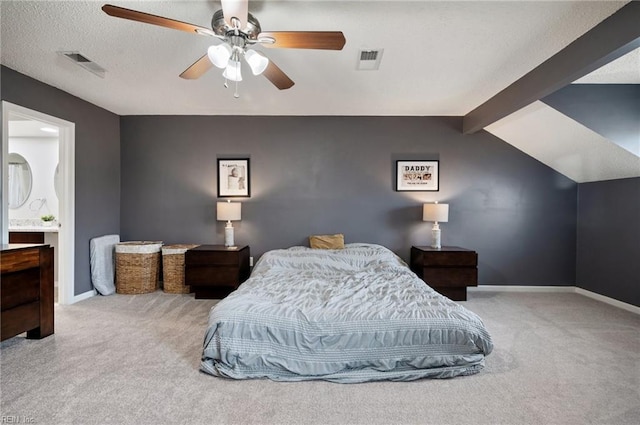 bedroom with carpet, visible vents, and baseboards