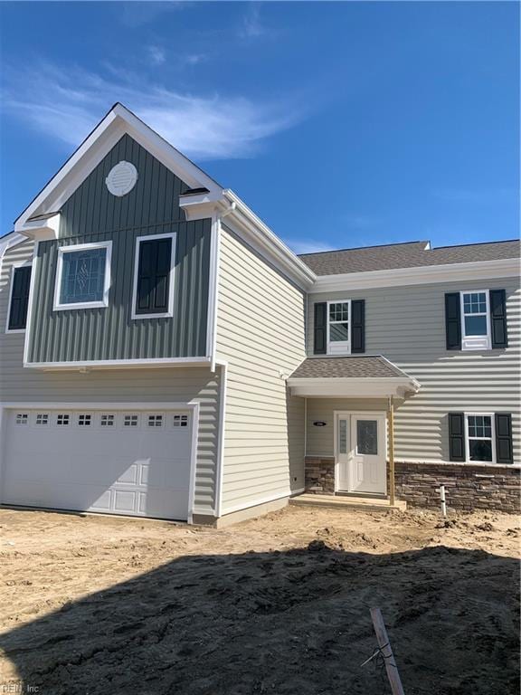 view of front facade with board and batten siding