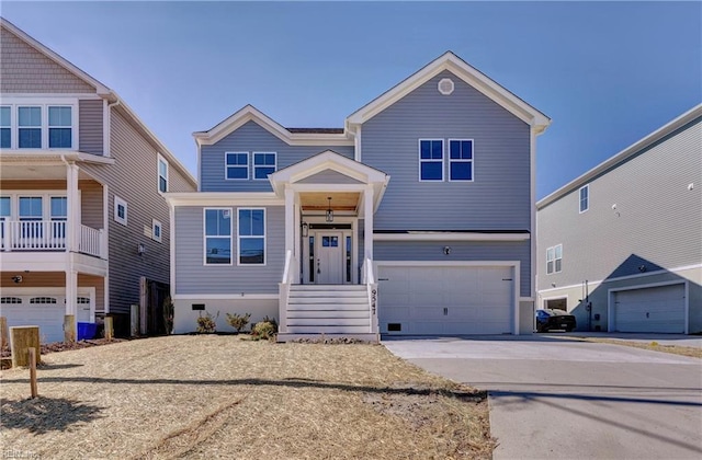 view of front facade featuring a garage and concrete driveway