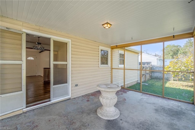 view of unfurnished sunroom