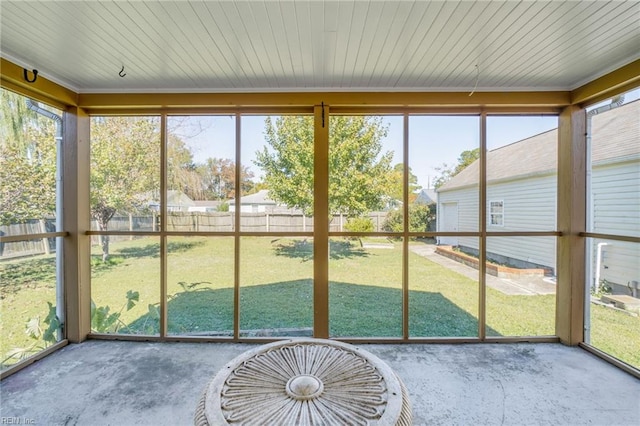 view of unfurnished sunroom