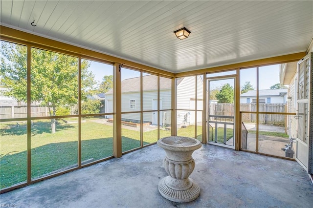 view of unfurnished sunroom