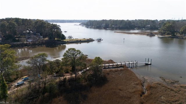 view of dock featuring a water view