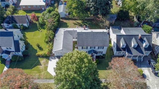 drone / aerial view with a residential view