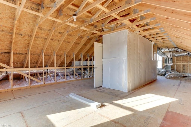 view of unfinished attic