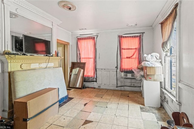 interior space featuring crown molding