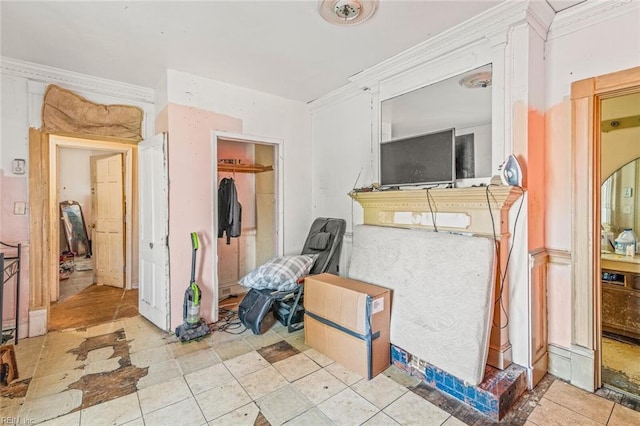 interior space featuring crown molding