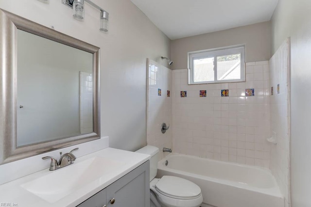 full bathroom with vanity, toilet, and bathing tub / shower combination