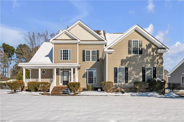 view of front of home featuring covered porch