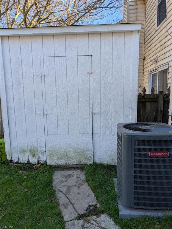 view of shed with cooling unit