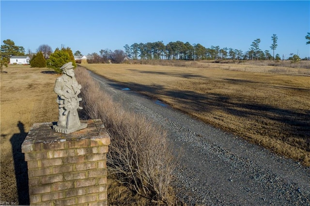 view of street with a rural view