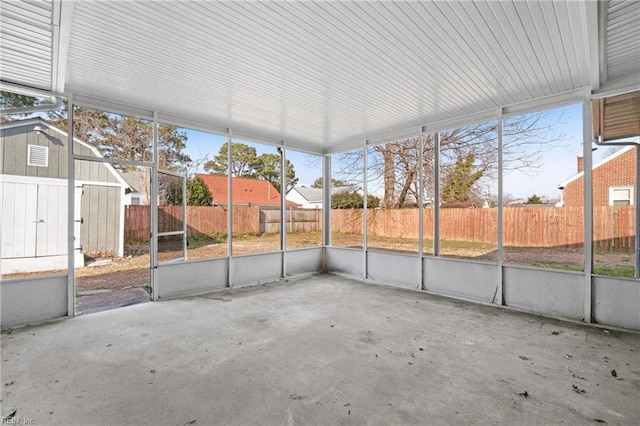 view of unfurnished sunroom