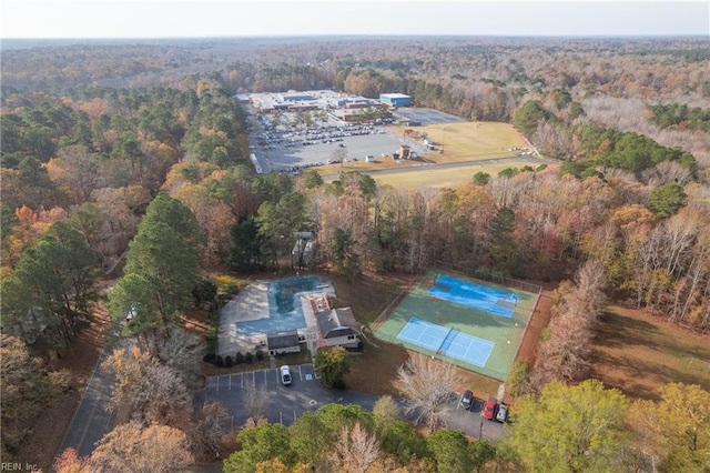 bird's eye view featuring a view of trees