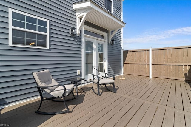 wooden deck with french doors