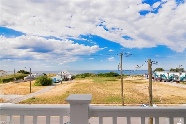 view of yard with a water view