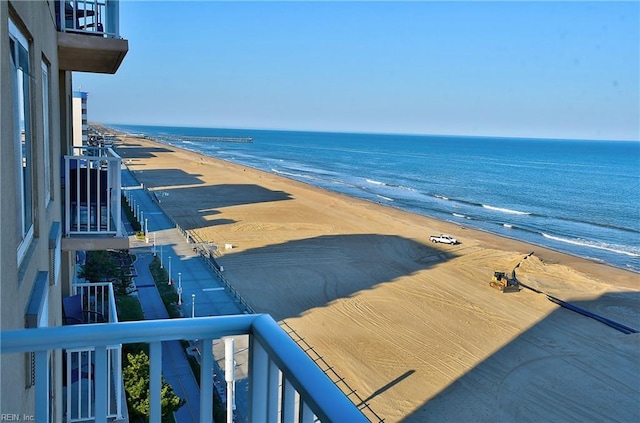 view of water feature featuring a beach view