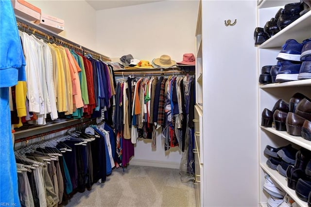 walk in closet featuring carpet floors