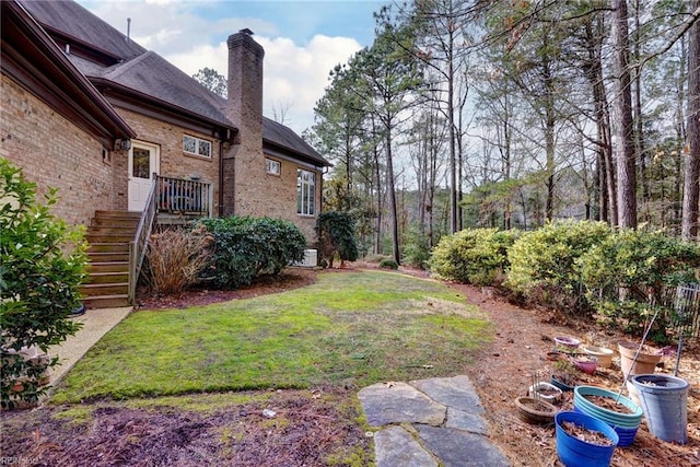 view of yard featuring stairway