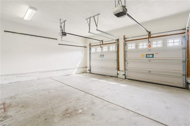 garage with a garage door opener