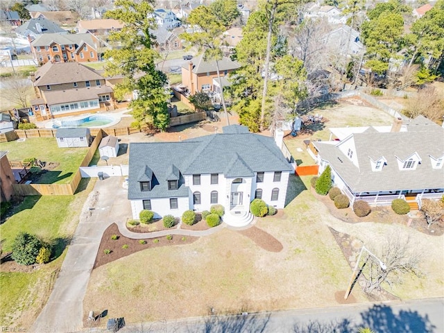 bird's eye view with a residential view