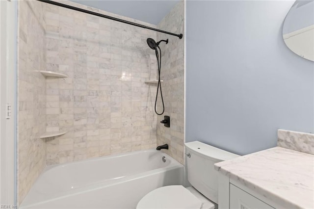 full bathroom featuring shower / bathing tub combination, vanity, and toilet