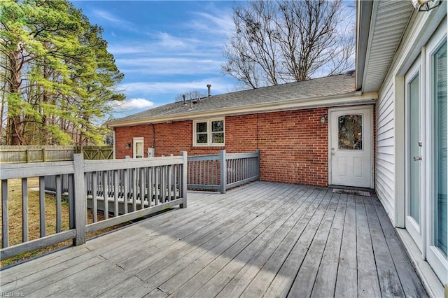 deck featuring fence