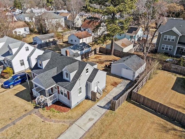 aerial view with a residential view