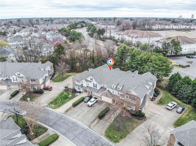 bird's eye view with a residential view