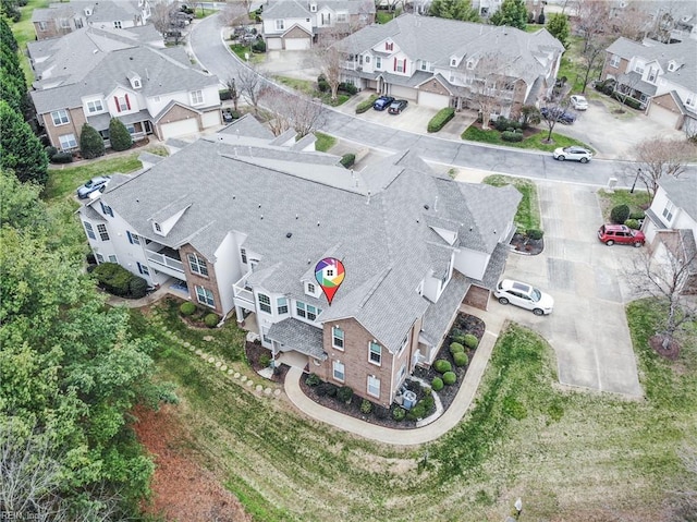 aerial view with a residential view