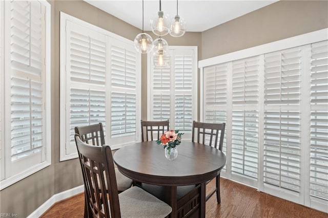 dining room featuring baseboards and wood finished floors