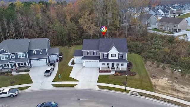 bird's eye view with a residential view