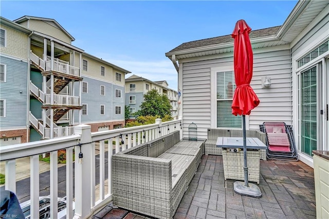 balcony featuring an outdoor living space