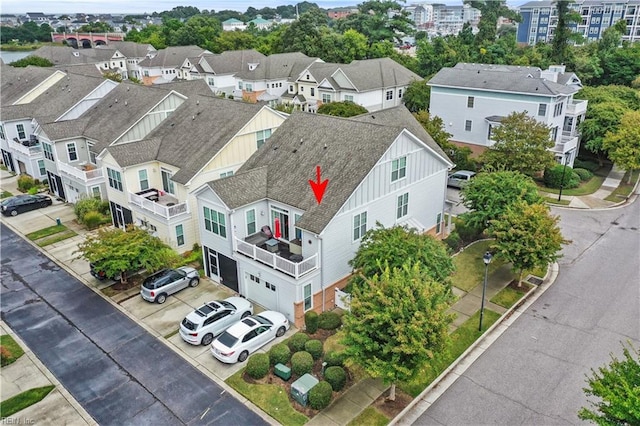 drone / aerial view with a residential view