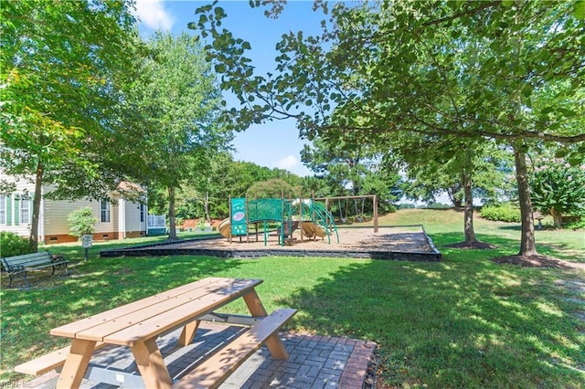 community playground with a lawn