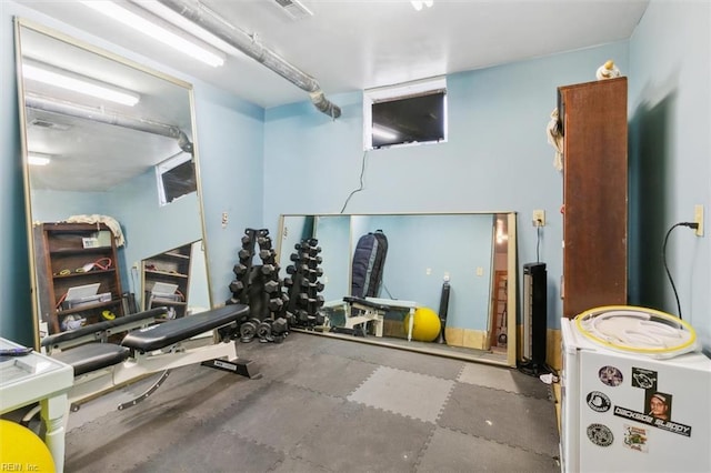 exercise area with visible vents