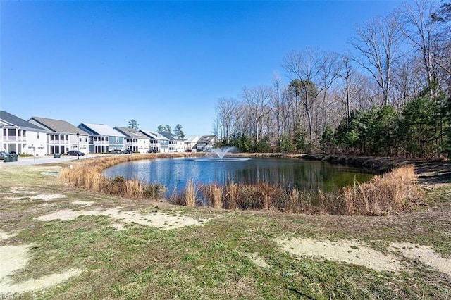 view of water feature with a residential view