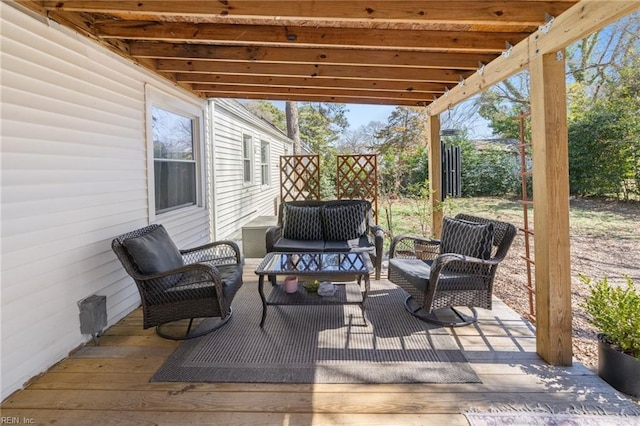 view of patio / terrace with an outdoor living space and a deck