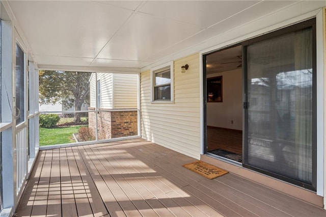 view of unfurnished sunroom