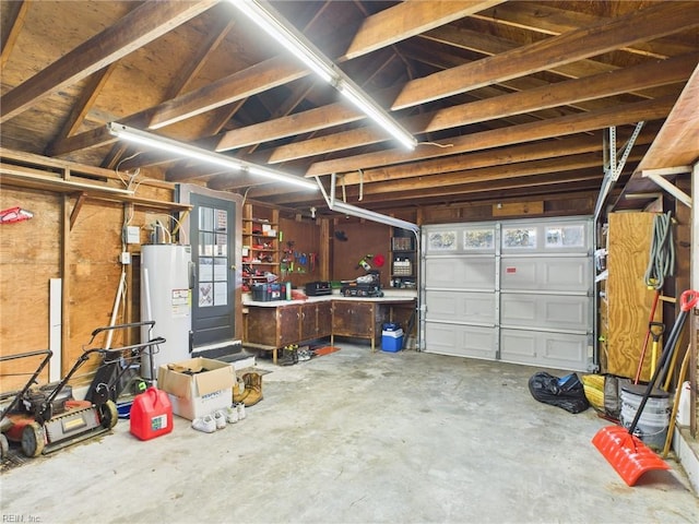 garage with water heater