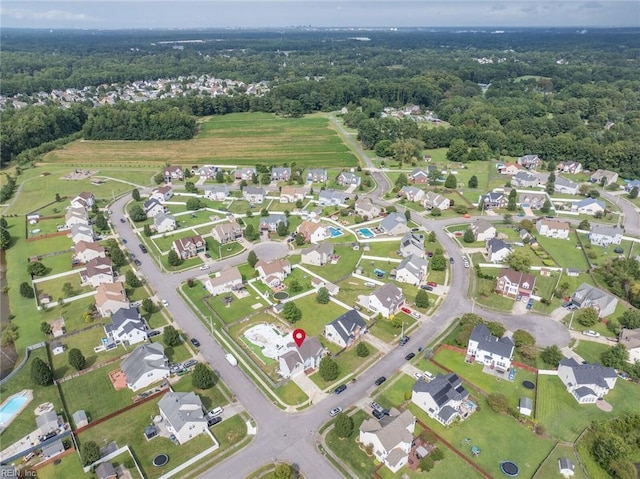 bird's eye view with a residential view