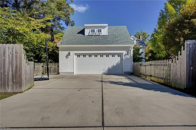 detached garage with fence