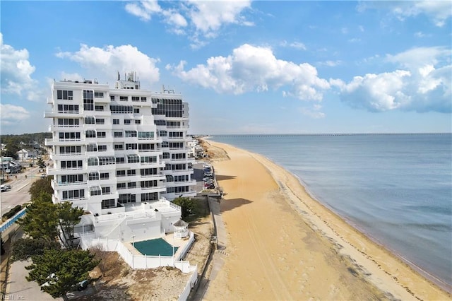 view of water feature with a view of the beach