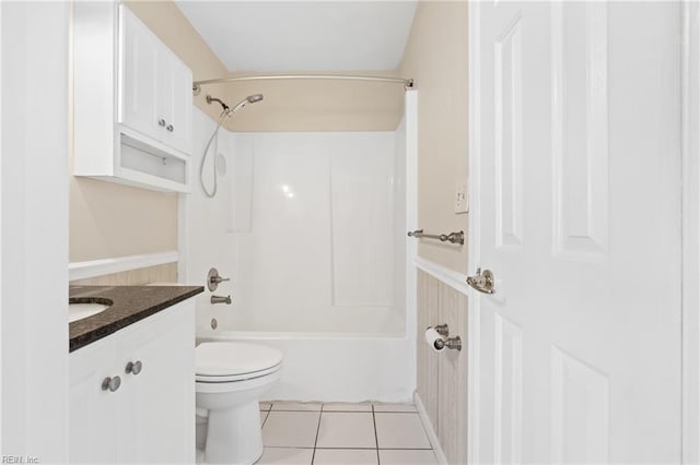 full bathroom featuring tile patterned flooring, bathtub / shower combination, vanity, and toilet