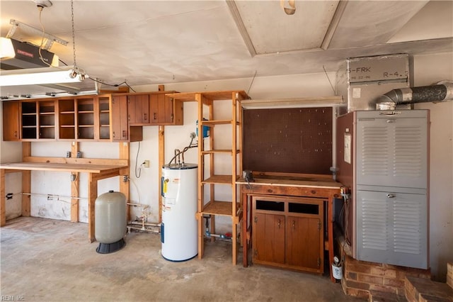 basement with water heater